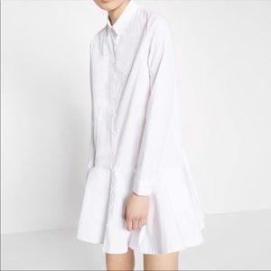 Zara crisp white long sleeve shirt dress